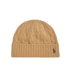 Cappello in lana a trecce cammello