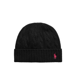 Cappello in lana a trecce nero