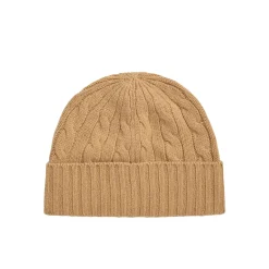 Cappello in lana a trecce cammello