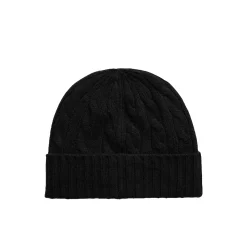 Cappello in lana a trecce nero