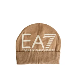 Cappello in maglia Beanie con logo beige