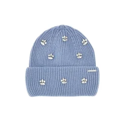 Cappello in maglia con applicazioni gioiello celeste