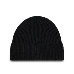 Cappello logo a costine in lana nero