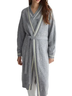 Cappotto aperto allover grigio