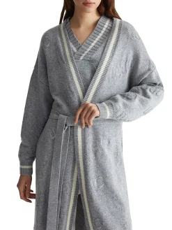 Cappotto aperto allover grigio