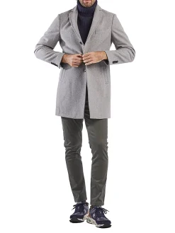Cappotto con bottoni panno perla