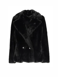 Cappotto ecopelliccia doppiopetto Ferdinando nero