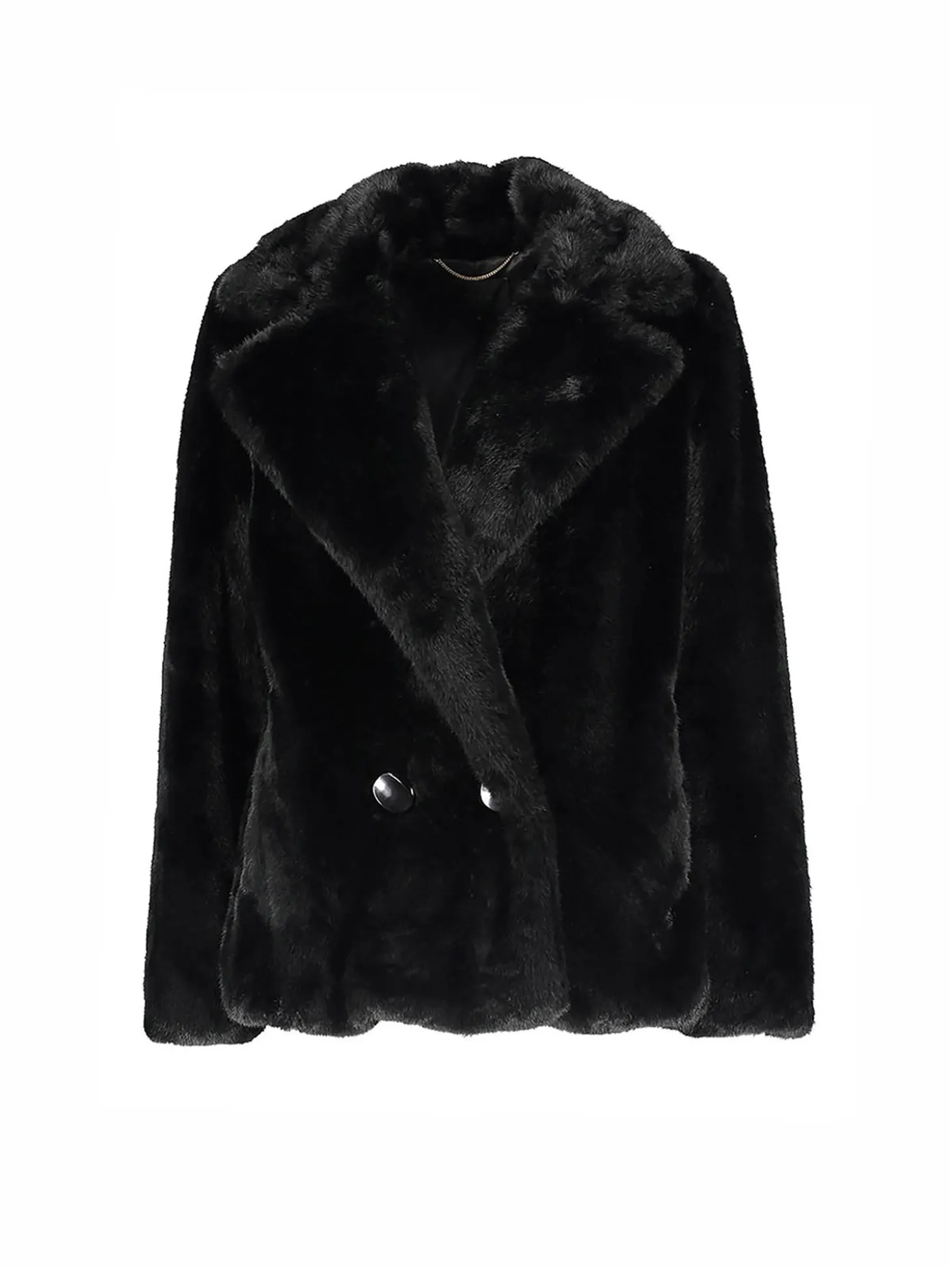Cappotto ecopelliccia doppiopetto Ferdinando nero