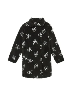 Cappotto Teddy con monogram allover nero