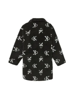 Cappotto Teddy con monogram allover nero
