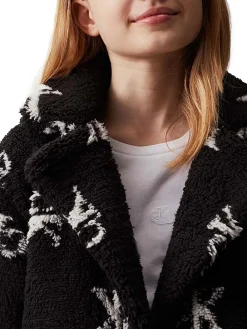 Cappotto Teddy con monogram allover nero