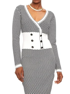 Cardigan a fantasia bianco/nero