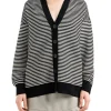 Cardigan a righe con bottoni nero/bianco