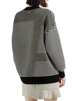 Cardigan a righe con bottoni nero/bianco