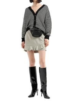 Cardigan a righe con bottoni nero/bianco