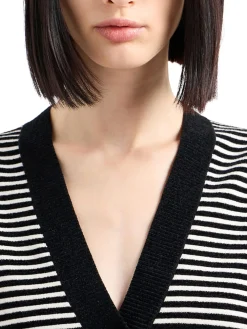 Cardigan a righe con bottoni nero/bianco