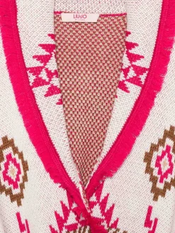 Cardigan aperto con cintura fantasia fucsia