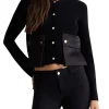 Cardigan bottom up con tasche applicazioni nero