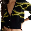 Cardigan bottom up poliestere nero/verde