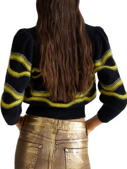 Cardigan bottom up poliestere nero/verde