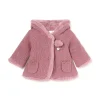 Cardigan cappuccio e pompon rosa