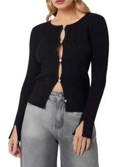 Cardigan con bottoni gioiello Eden nero