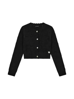 Cardigan con bottoni gioiello cerimonia nero
