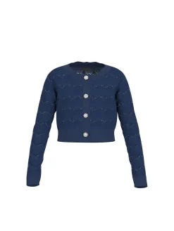 Cardigan con bottoni gioiello cerimonia blu