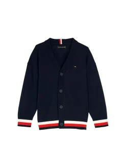 Cardigan con bottoni junior con motivo iconico blu