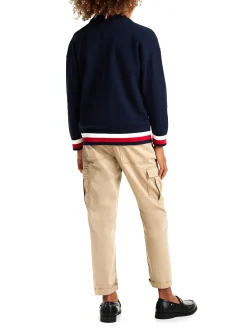 Cardigan con bottoni junior con motivo iconico blu