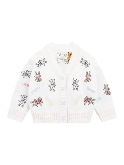 Cardigan con bottoni patch bianco