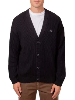 Cardigan con bottoni Woven label nero
