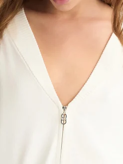 Cardigan con chiusura a zip a doppio cursore bianco