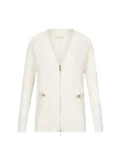 Cardigan con chiusura a zip a doppio cursore bianco