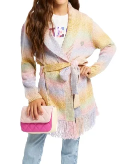 Cardigan con cintura multicolor