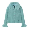 Cardigan con colletto pelliccia removibile verde