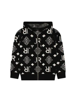 Cardigan con zip Armet big logo black/panna