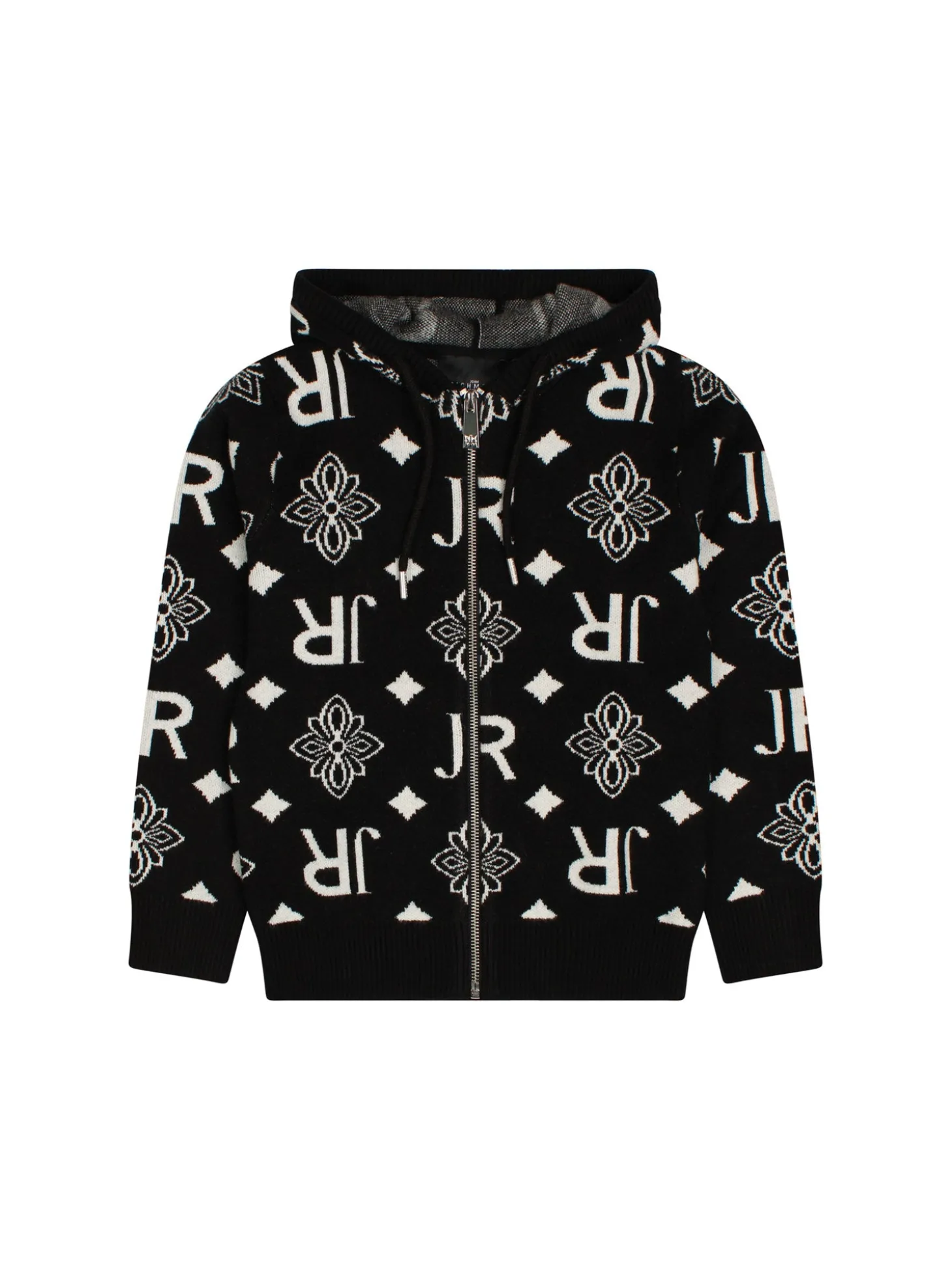 Cardigan con zip Armet big logo black/panna