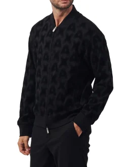 Cardigan con zip lavorato nero