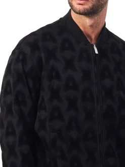 Cardigan con zip lavorato nero