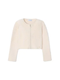 Cardigan con zip tricot beige