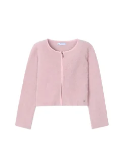 Cardigan con zip tricot rosa