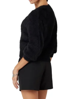 Cardigan corto con bottoni gioiello nero