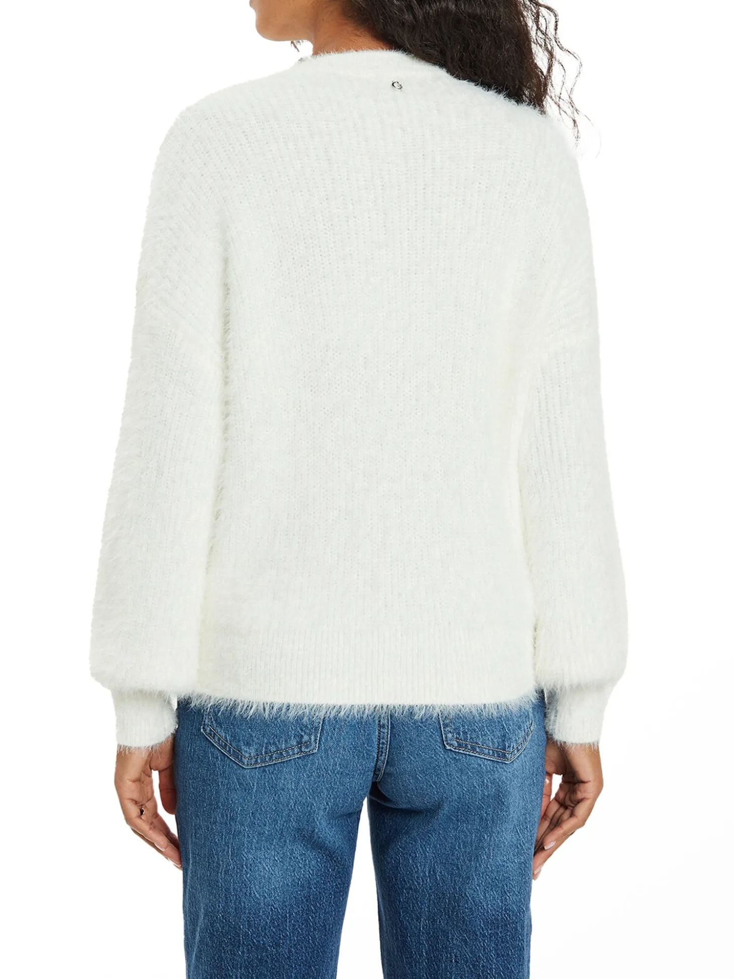 Cardigan corto con bottoni gioiello crema