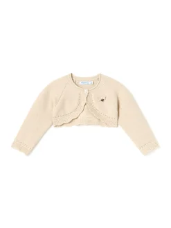 Cardigan corto tricot lamè beige