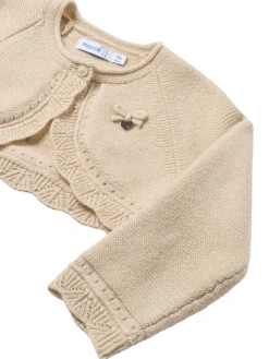 Cardigan corto tricot lamè beige