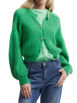Cardigan Deina in maglia con bottoni gioiello verde