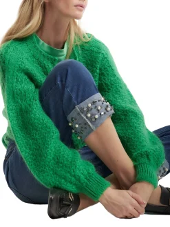 Cardigan Deina in maglia con bottoni gioiello verde