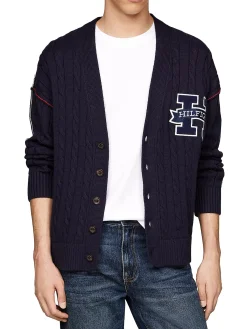 Cardigan in maglia con scollo a v blu