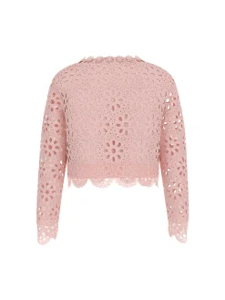 Cardigan in pizzo rosa